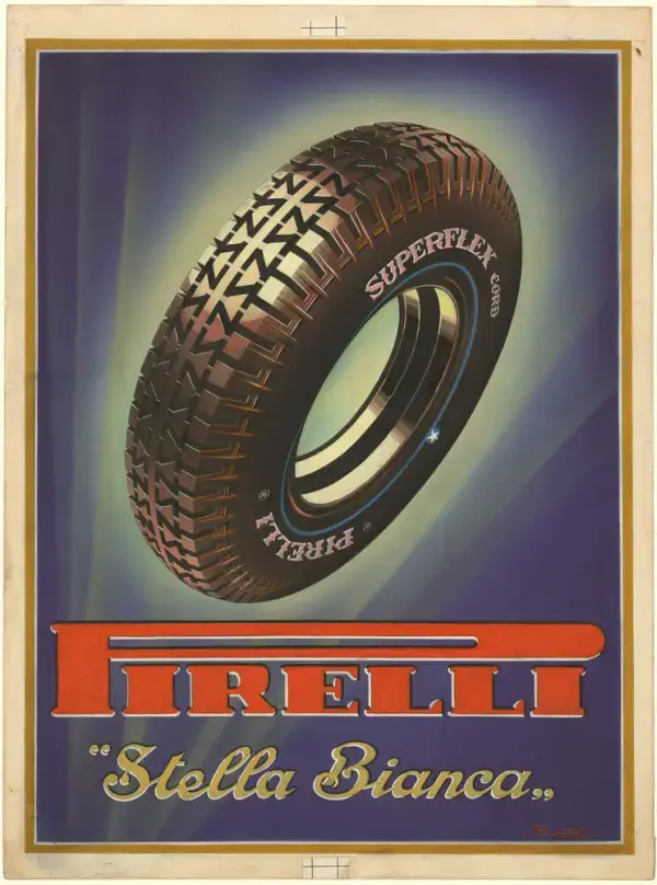 5.50-16 Vintage Tires - PIRELLI STELLA BIANCA Period Advertisement